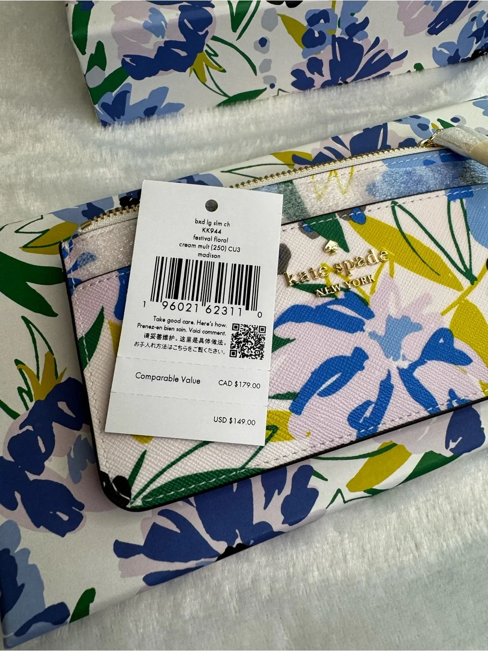 Kate Spade Boxed Madison Floral Large Slim Card Holder